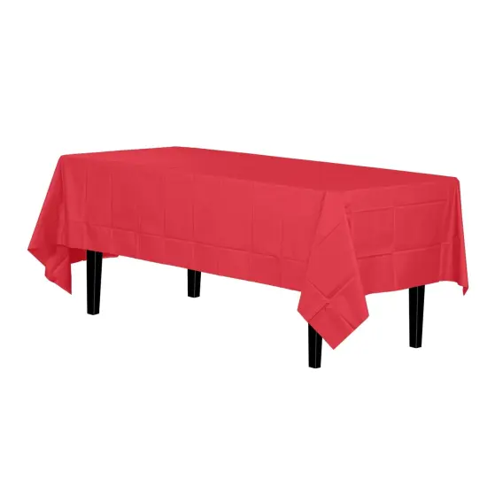 Exquisite 6-Pack Premium Plastic Tablecloth 54in. x 108in. Rectangle Plastic Table Cover Red {4}