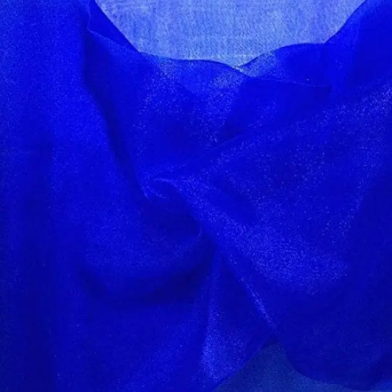 1 Yard Sparkle Crystal Sheer Organza, 60&Prime; Wide 100% Polyester Shiny Fabric Royel Blue {1}