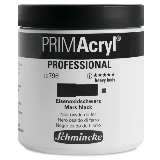 Schmincke Primacryl Professional Acrylic Paint - Mars Black, 237 ml Jar {1}