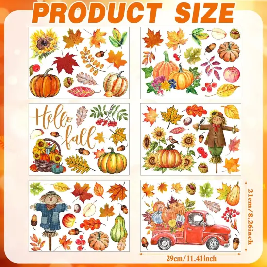 6 Sheets Thanksgiving Fall Wall Sticker Decorations (Scarecrow) {2}