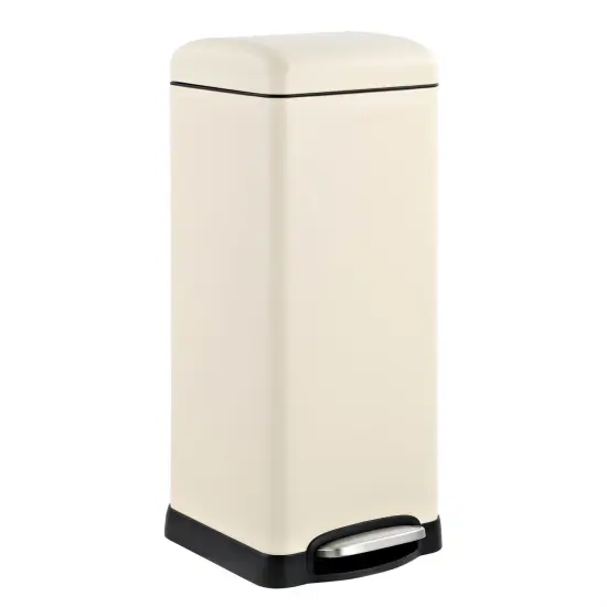 Stainless Steel Retro Step-On Trash Can with Liner 8 Gallon Beige {1}