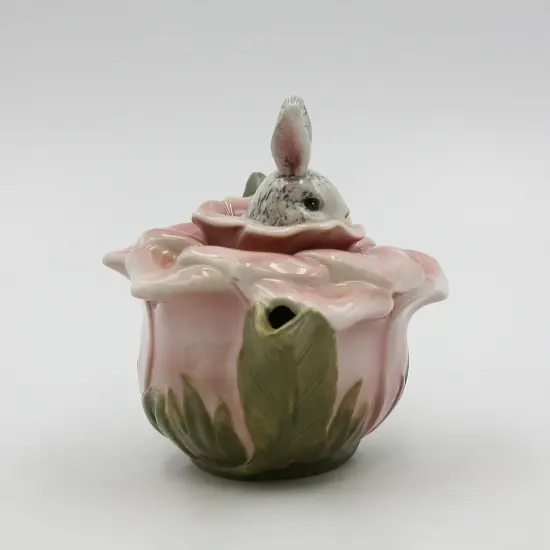 Ceramic Bunny Rabbit on a Rose Teapot, Gift for Her, Gift for Mom, Tea Party D&eacute;cor, Caf&eacute; D&eacute;cor, Spring Kitchen Decor {6}