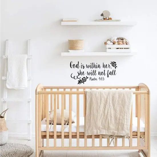 God is Within Her She Will Not Fall Psalm 46:5 Vinyl Decal Religious Wall Art {2}