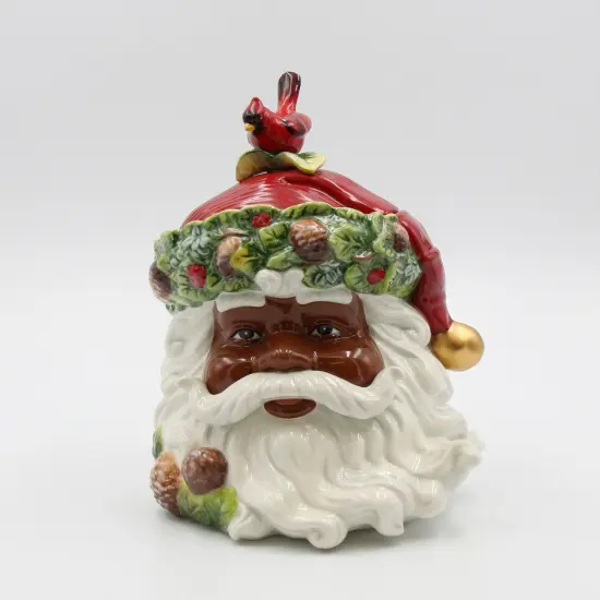 Ceramic African American Christmas Santa Cookie Jar, Home D&eacute;cor, Gift for Her, Gift for Mom, Kitchen D&eacute;cor, Christmas D&eacute;cor {2}