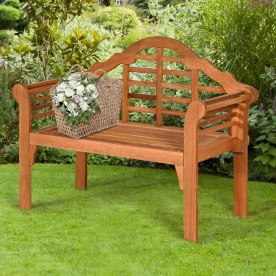 Outdoor Folding Bench 2 Seater Eucalyptus Wood Patio Seat {3}