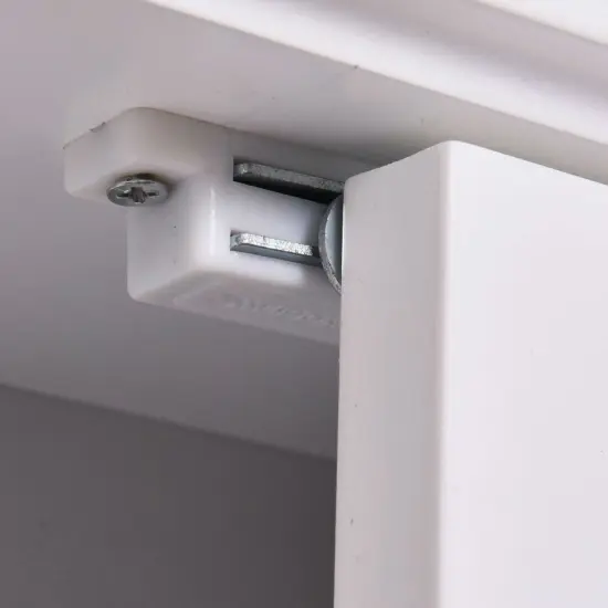 White MDF Wall-Mounted Bathroom Cabinet with Mirror Doors and Shelf {5}