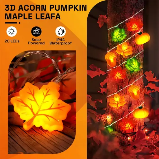 Acorn Pumpkin Maple Leaf String Lights {3}