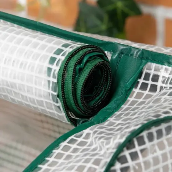 Wooden Raised Garden Bed with Roll-Up Greenhouse Cover for Vegetables {3}