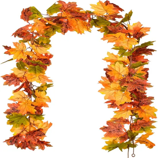 2 Pack Fall Maple Leaf Garland Artificial Maple Garland {1}