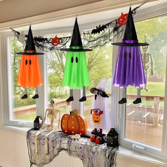 3 Packs Hanging Ghost Halloween Decor with String Lights {5}