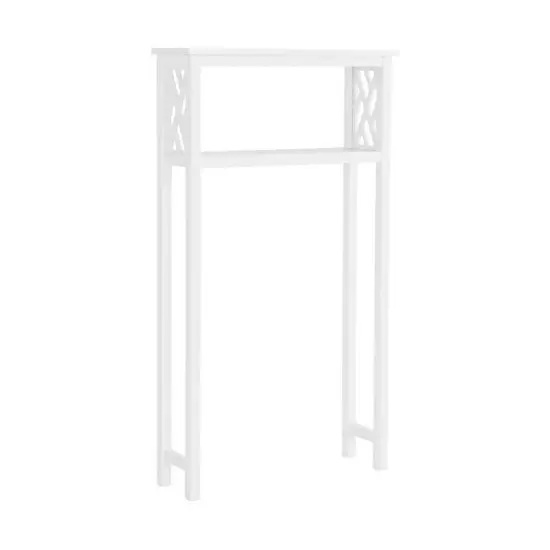 White Solid Wood Over the Toilet 1-Shelf Storage Rack {1}