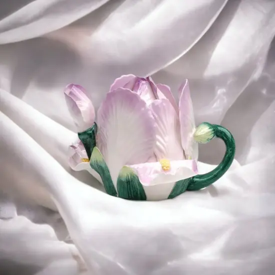 Ceramic Iris Flower Teapot, Gift for Her, Gift for Mom, Tea Party D&eacute;cor, Caf&eacute; D&eacute;cor, Spring Kitchen Decor {1}