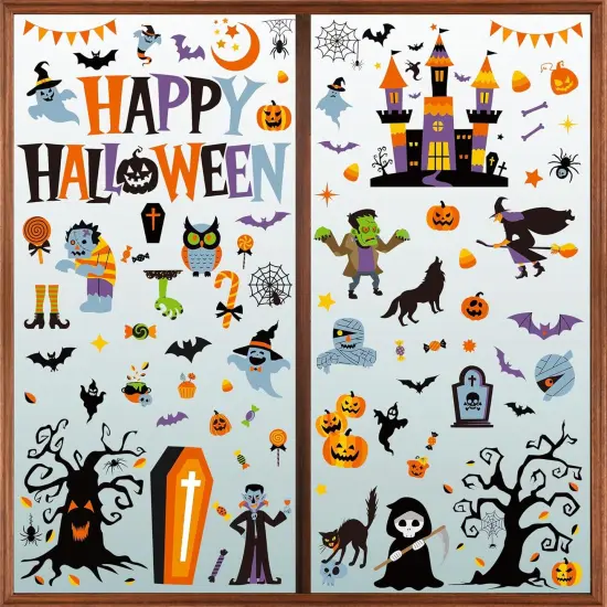 115PCS Halloween Window Clings - 9 Sheets {1}