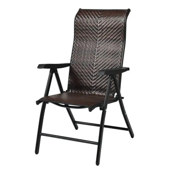 Outdoor Folding Rattan Patio Chair with Steel Frame and Adjustable Backrest {2}