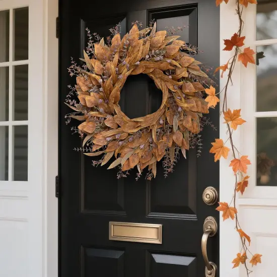26'' Fall Eucalyptus Wreath (Orange) {3}