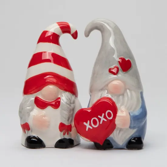 Ceramic Valentine Gnome Salt And Pepper, Fairy Garden D&eacute;cor, Gift for Her, Gift for Mom, Kitchen D&eacute;cor, Valentine&rsquo;s Day D&eacute;cor, Romantic D&eacute;cor {3}