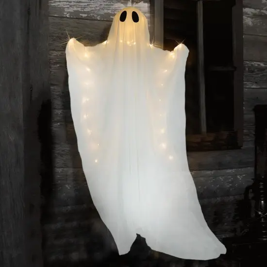 Hanging Light up Ghost Halloween Decor - Warm White {1}