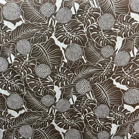 1 Yard Durian Banana Monstera Leaves Chambray Fabric 58/60 Inch Width Black {2}