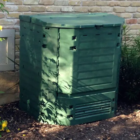 Green Heavy-Duty Recycled Plastic 240 Gal Home Compost Bin with Dual Access Doors {4}