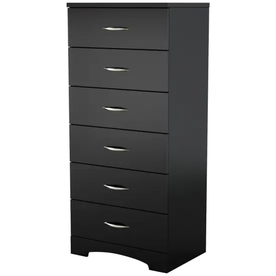 Black 6 Drawer Lingerie Chest for Bedroom with Brushed Zinc Handles and Contemporary Design {1}