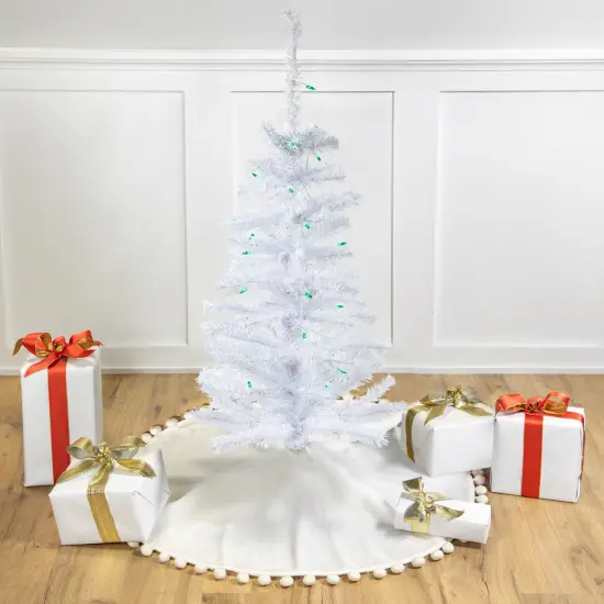 Northlight Pre-Lit Slim Woodbury White Pine Artificial Christmas Tree - 3' - Green Lights {1}