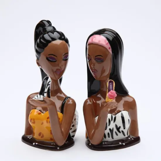 Ceramic African American Ladies Salt & Pepper Shakers, Home Décor, Gift for Her, Gift for Mom, Gift for Friend or Coworker, Kitchen Décor {3}