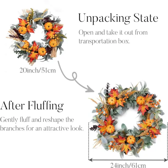 24'' Collapsible Fall Wreaths with Lights {4}