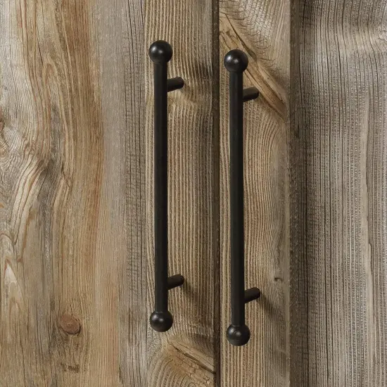 Farmhouse Storage Cabinet Wardrobe Armoire in Rustic Wood Finish {2}