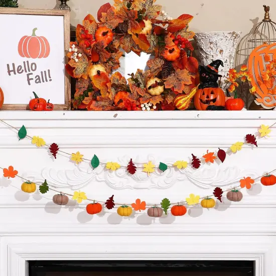 Pumpkin Maple Leaves Fall Felt Garland {3}