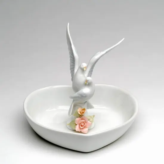 Ceramic Dove Birds Jewelry Tray, Wedding Gift, Wedding Decor, Vanity Decor, Romantic Decor {3}