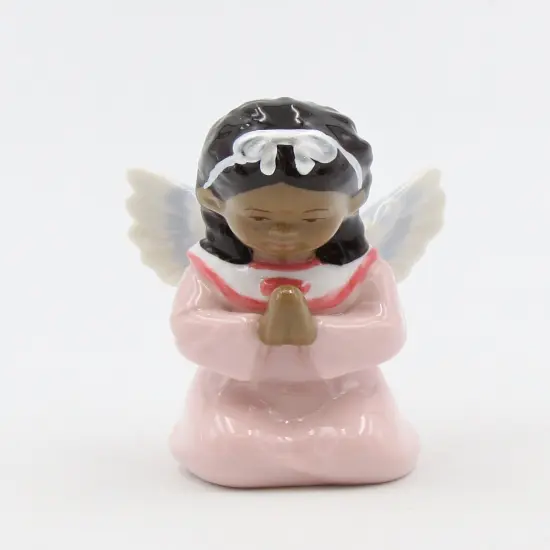 Ceramic African American Guardian Angel Girl Praying Figurine, Home Décor, Religious Décor, Religious Gift, Church Décor, Baptism Gift {3}