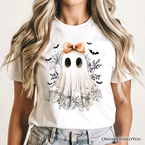 Coquette Ghost T-Shirt, Cute Halloween Tee for Girly Ghouls {5}