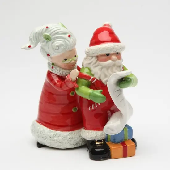Ceramic Christmas Decor Mrs. Claus Helping Santa with Wish List Salt & Pepper Shakers, Home Décor, Gift for Her, Gift for Mom, Kitchen Décor {3}