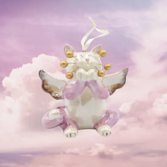 Ceramic Whisker Cat Angel Ornament Large, Home D&eacute;cor, Religious D&eacute;cor, Religious Gift, Church D&eacute;cor, Cat Lover Gift, Pet Loss Gift {2}