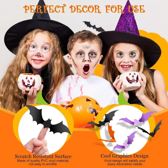 2 Pcs 3D Halloween Bats Wall Decal - 3 Colors 4 Sizes {4}