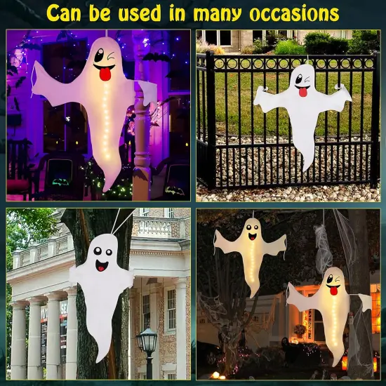 2PCS - Halloween Ghost Lighted Hanging Decoration {2}