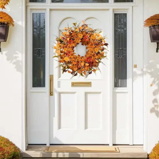 22 Inch Artificial Fall Wreath {5}