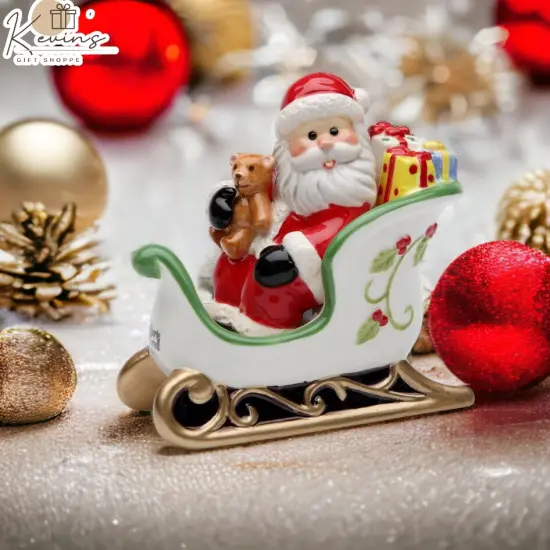Ceramic Christmas Santa Sitting On Sleigh Salt & Pepper Shakers, Home Décor, Gift for Her, Gift for Mom, Kitchen Décor, Christmas Décor {1}