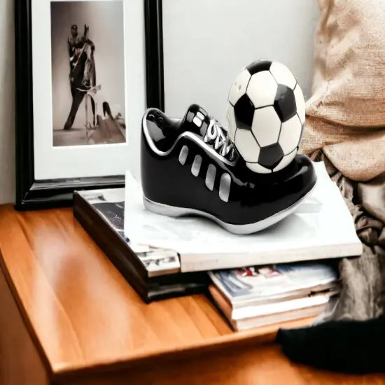 Ceramic Soccer Ball and Cleats Salt and Pepper Shakers, Home D&eacute;cor, Gift for Him, Gift for Dad, Kitchen D&eacute;cor, Game Room Decor {2}