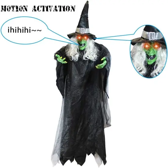 74" Hanging Witch with Light Up Eyes Halloween Decorations {4}