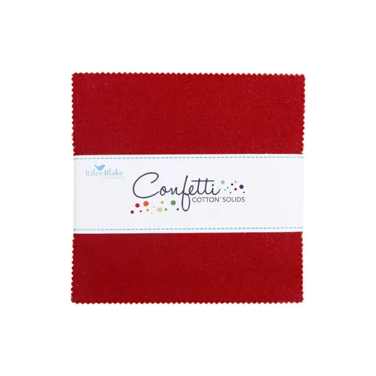 Confetti Cotton 5" Square Pack (Charm Pack / 5" Stacker) in Dahlia Red byfor Riley Blake (5-120-DAHLIARED-42) {1}