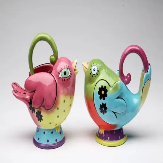 Hand Painted Ceramic Birds Sugar & Creamer Set, Home D&eacute;cor, Gift for Her, Gift for Mom, Kitchen D&eacute;cor, Birdwatcher Gift {3}