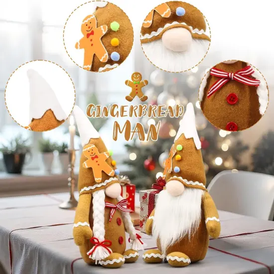 Christmas Gingerbread Man Gnomes Plush Couple {3}