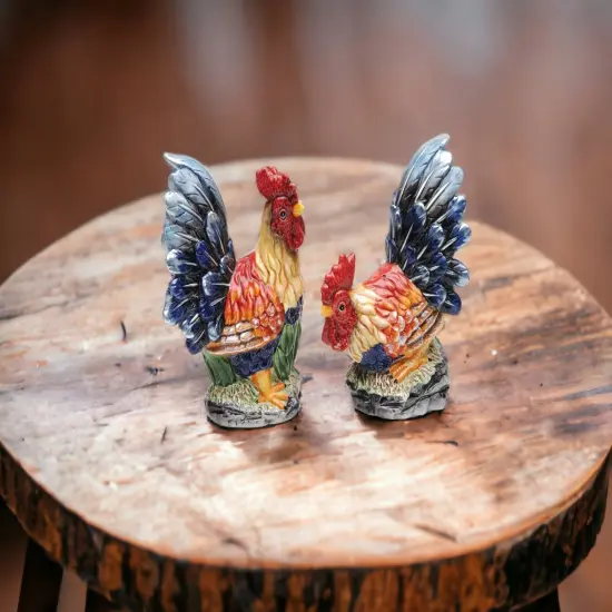Hand Painted Ceramic Roosters Salt & Pepper Shakers, Home D&eacute;cor, Gift for Her, Gift for Mom, Kitchen D&eacute;cor, Farmhouse Decor {2}