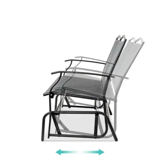 Outdoor 2 Seat Mesh Glider Rocker Chair with Armrests Grey {2}