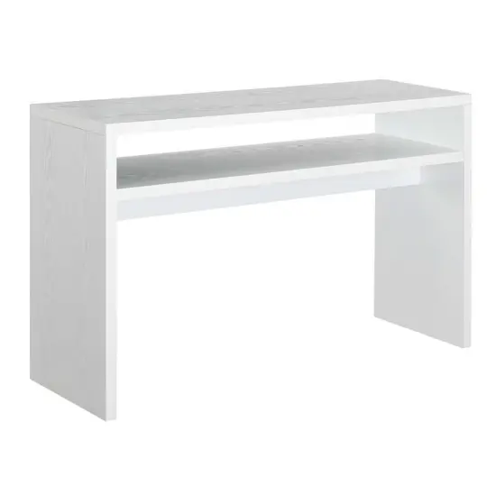 48&rdquo; Modern White Console Side Table with Bottom Shelf for Entryway or Living Room Hallway {3}