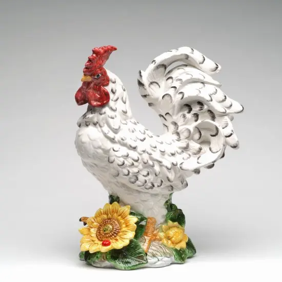 Ceramic White Large Rooster with Sunflower Statue, Home D&eacute;cor, Gift for Her, Gift for Mom, Kitchen D&eacute;cor, Farmhouse D&eacute;cor, Fall Decor {3}