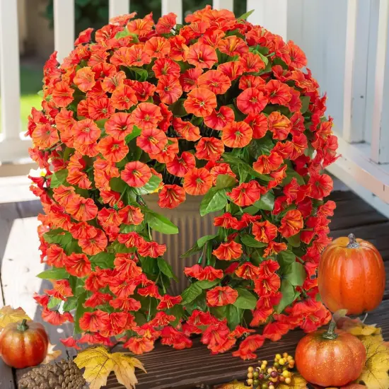 2 PCS Fake Fall Orange Morning Glory Trailing Vines {5}