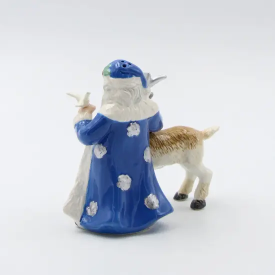 Ceramic Christmas Blue Santa Claus with Reindeer Salt and Pepper Shakers, Home Décor, Gift for Her, Gift for Mom, Kitchen Décor {5}