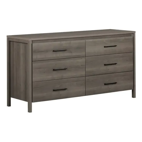 Engineered Wood Modern 6-Drawer Double Dresser with Smooth Glides Grey {1}